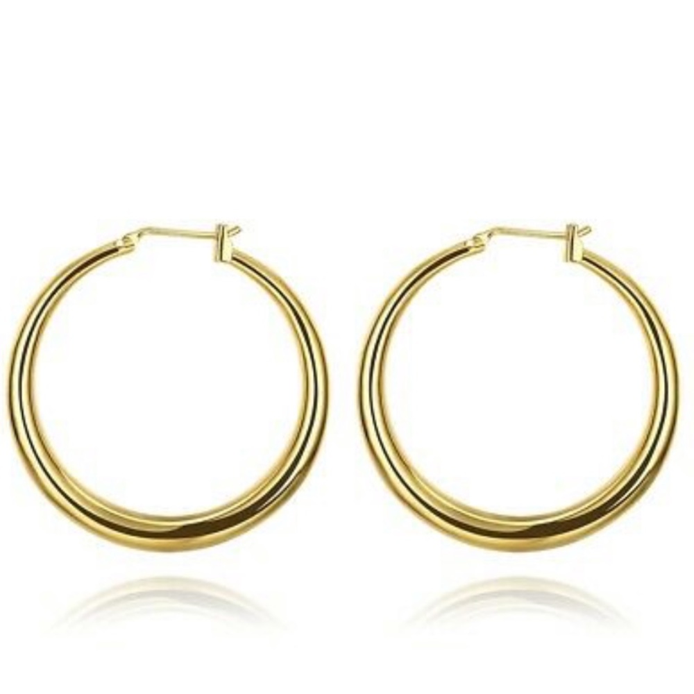 New 18K Gold Plated Lock Hoop Earrings ITALY MADE - Picture 2 of 4